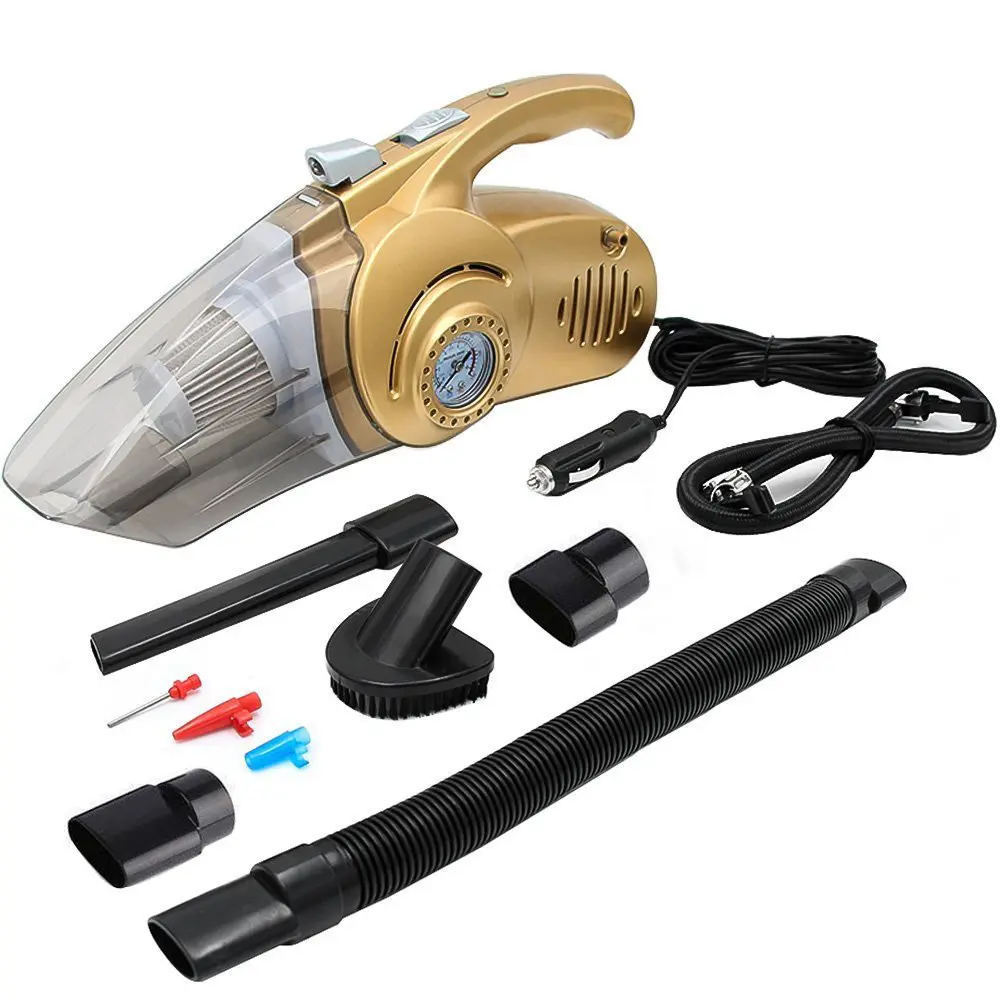 Vente chaude multi-fonction 4 en 1 jauge de pneu de pression d'air portable lumière led aspirateur de voiture avec gonfleur de pneu