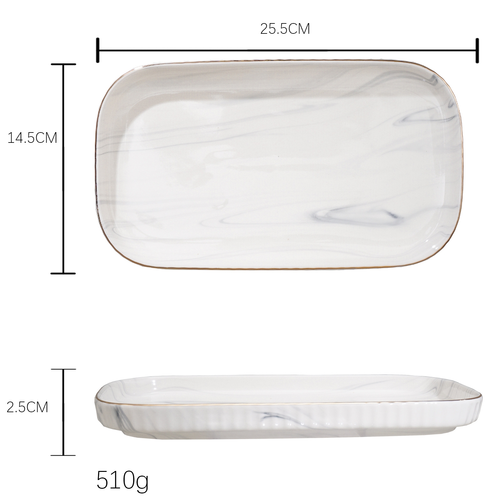 marble white 10-inch rectangular dish