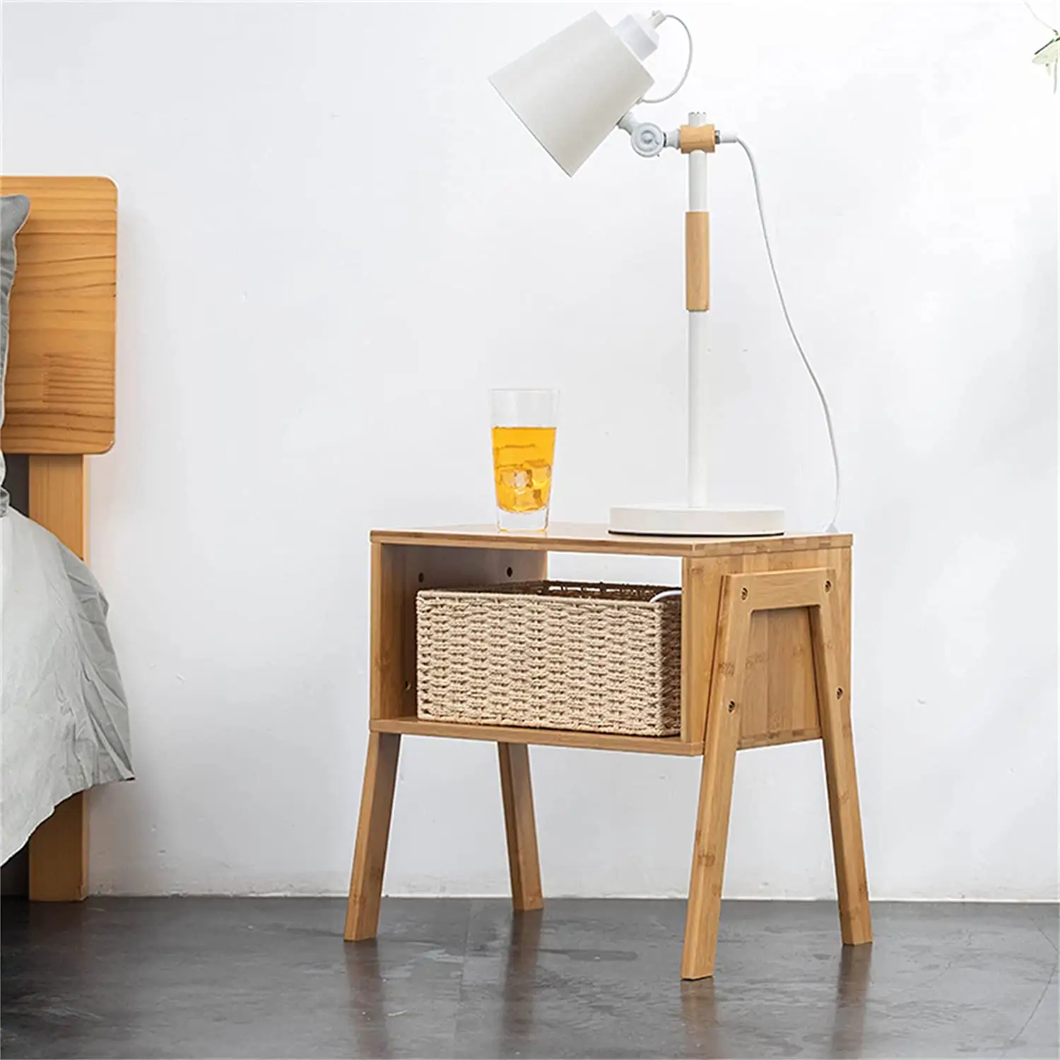 Zarif büyük depolama istiflenebilir bambu komidin komodinler yatak odası mobilyası Modern