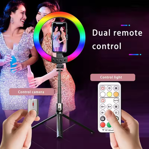 ไฟวงแหวนสำหรับเซลฟี่ RGB ไฟวงแหวนเติมแสงสามารถขยายได้ระยะไกลไม้เซลฟี่กล้องวิดีโอสั้นขาตั้งกล้องสามขา - Product Image 5
