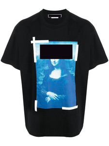 高品質のパーソナライズされたカスタムメンズTシャツ綿100% ヒップホップヴィンテージモナリサブラックメンズシルクスクリーン印刷Tシャツ