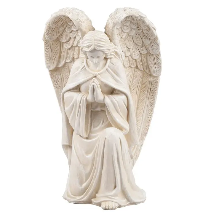 Estatua de Ángel de resina blanca, estatua de jardín religioso, recuerdo conmemorativo, Ángel guardián