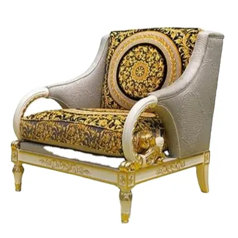 Haute qualité sculpté à la main italien classique loisirs Style canapé or bois velours flanelle Hall siège chaise salle de bain hôtel salon