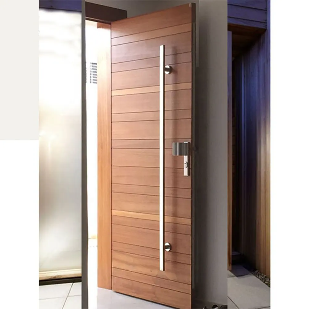 Custom Wooden Front Doors Modern House Entrance Engineered Solid Wood Pivot Door