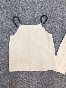 カジュアルスーツワイドレッグパンツ付きスリーピースセット女性用ファッション2023年夏高度アプリコットシルエットリネン