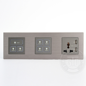 220V AC RS485 restablecer botón color gris pulido de aluminio material 3 conectado paneles de luz interruptor de control