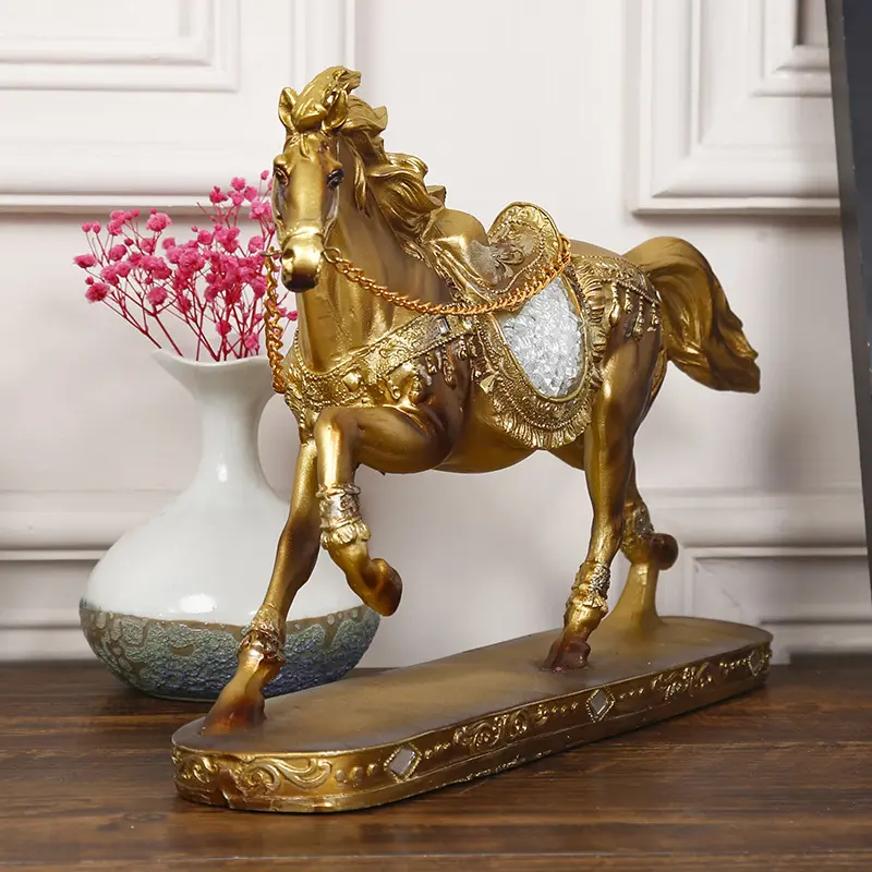 Escultura de caballo de lujo para decoración de sala de estar, estatua de Animal de resina polivinílica personalizada, caballo de resina