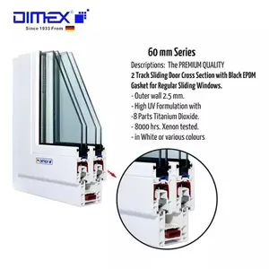 Dimex แม่พิมพ์หน้าต่างประตูหน้าต่างพีวีซีแบบไม่มีตะกั่วโปรไฟล์ upvc ล่าสุด - Product Image 3