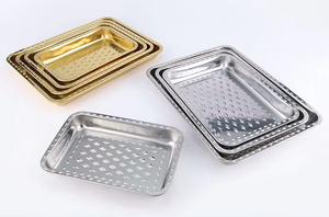 批发定制多规格矩形菱形图案不锈钢食品托盘家用深食品板 - Product Image 3