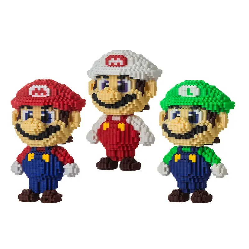 YuBon Anime Mario Building Blocks Figures Luigi Cartoon Mini Small Particles Assembled Block Model Dolls Toys Children Gift