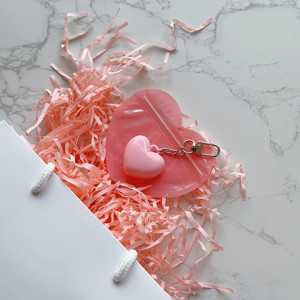 Nhựa hình trái tim rỗng mỹ phẩm trường hợp Lip Balm container dễ thương bột với Keychain và túi nhựa - Product Image 4