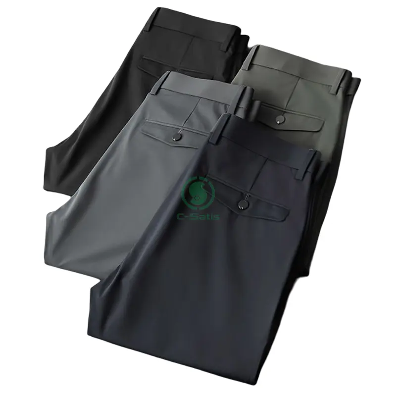 Pantalones de vestir informales de primavera y otoño de nuevo estilo, Pantalones chinos informales de algodón OEM para hombre, pantalones de Golf elásticos de ajuste clásico para hombre