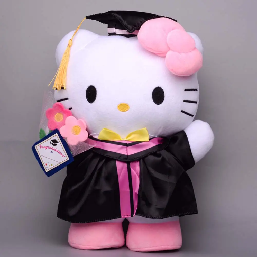 Sanrioed Anime Graduation Saison Bonjour KT Kuromi Ma mélodie Cinnamoroll Peluche Jouet Dessin Animé Doux Poupée En Peluche Cadeau Pour Enfants