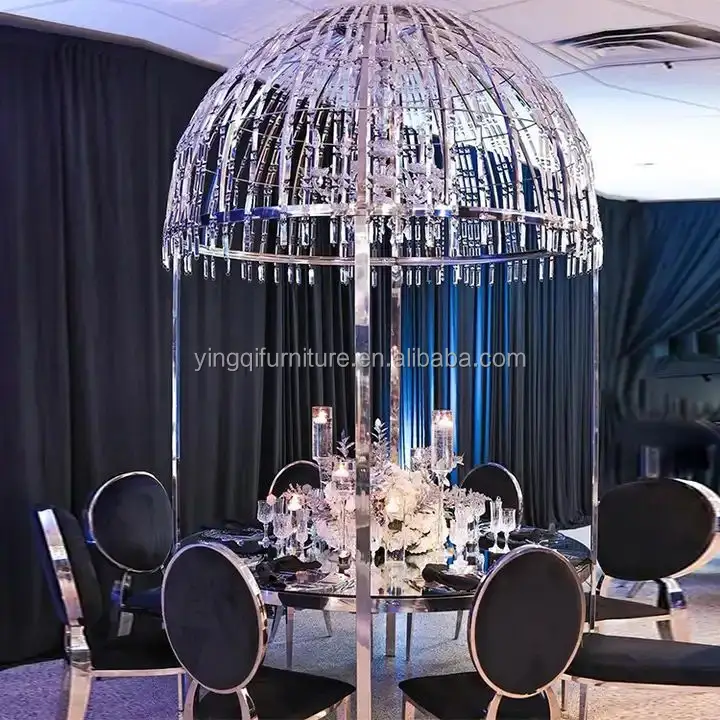 럭셔리 현대 로얄 웨딩 크리스탈 버드 케이지 미러 탑 식탁