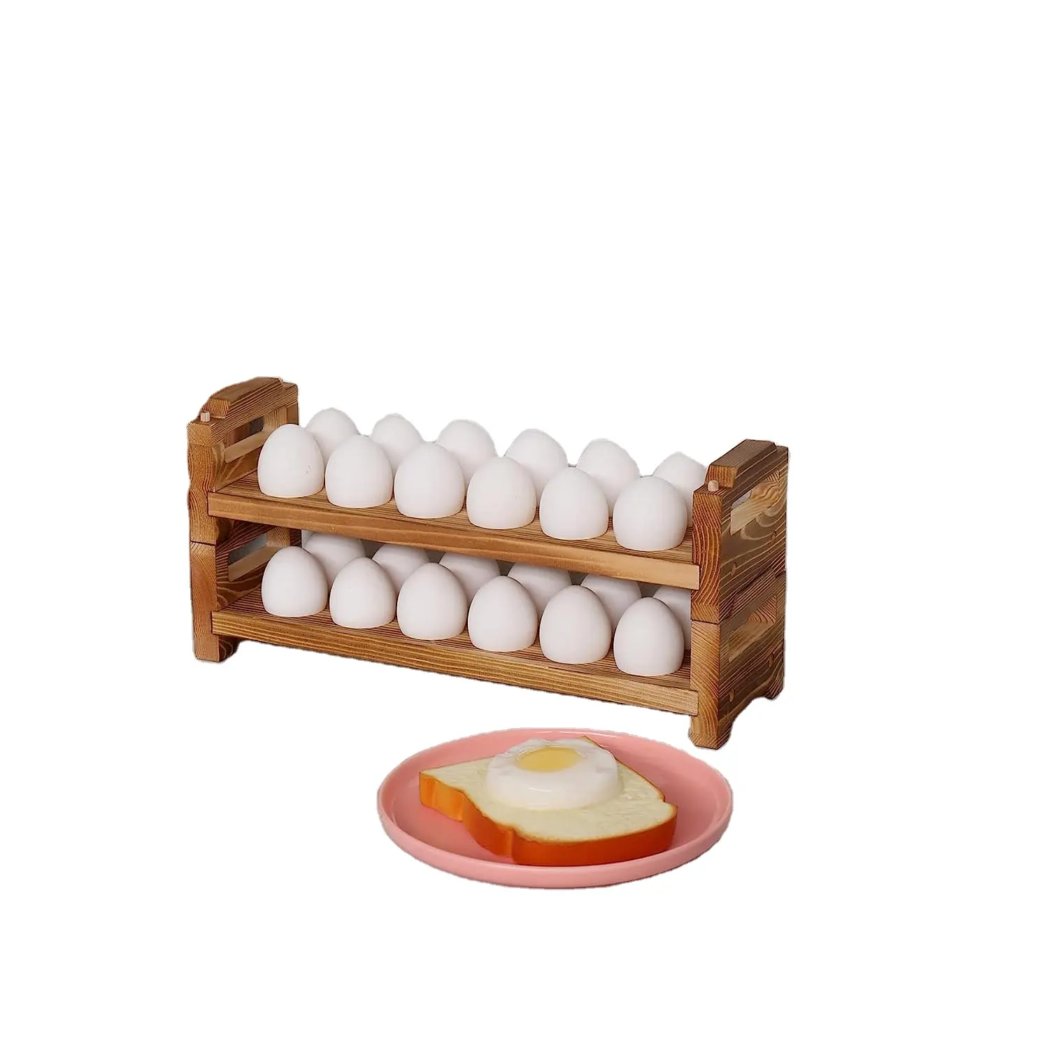 Customized 2-Tier Egg Storage Trays Stackable For Fresh Eggs storage Wood Deviled Egg Organizer Rustic Kitchen Decoration