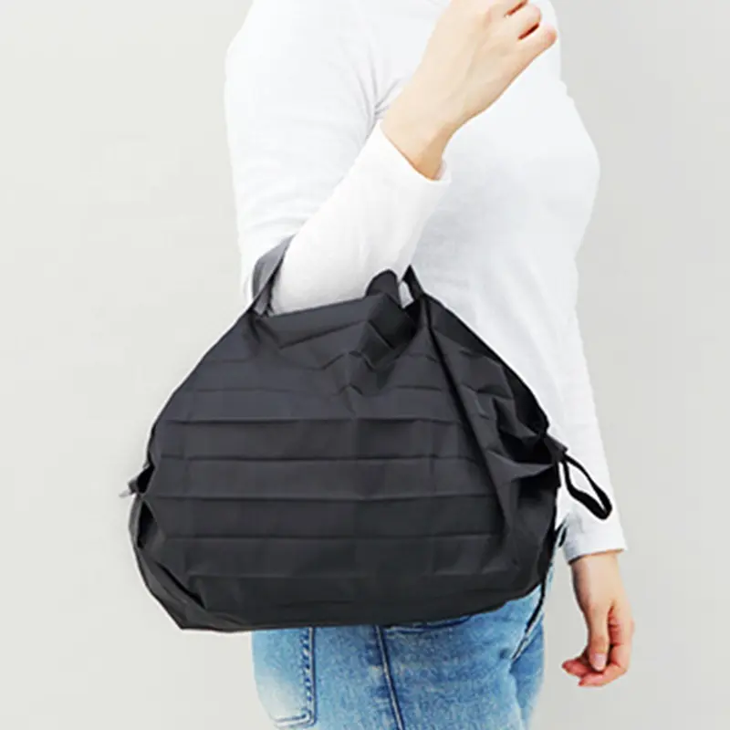 Yeniden kullanılabilir büyük kapasiteli yırtılmaz katlanabilir bez çanta alışveriş çantası Logo ile