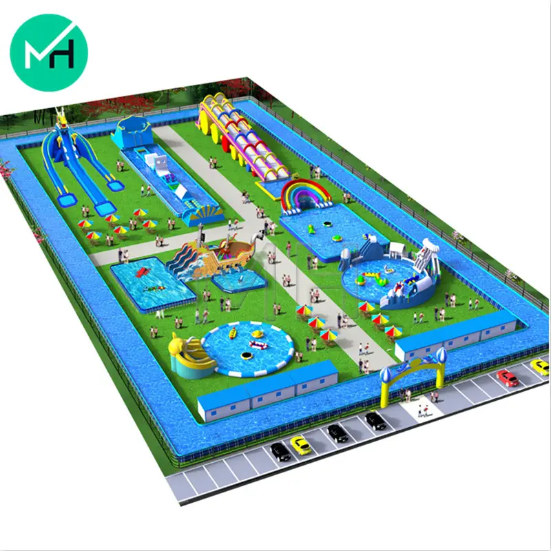 Ticari komik özel made land şişme su parkı havuzu slayt oyunları