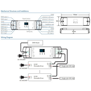 Decodificador DMX512 de 4 canales, convertidor de señal DMX a 0-10V, función RDM, controlador DMX512 a 0/1-10V para tira de luz RGB/RGBW - Product Image 5