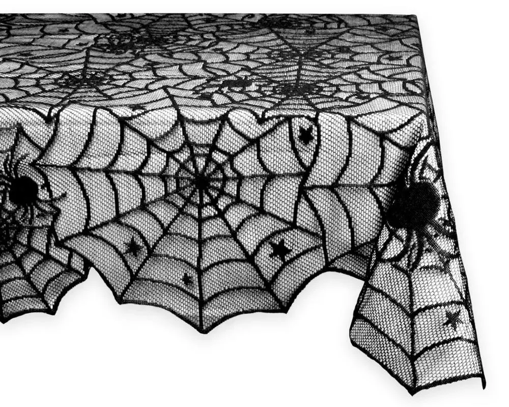 52X70 zoll Schwarz Spitze Spiderweb Halloween Tischdecke Für Festival Dekoration Spitze Tischdecke