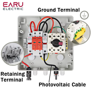 1 <strong>Input</strong> 1 <strong>Output</strong> Solar Photovoltaic PV Combiner Box With Surge Lightning Protection DC Fuse MCB Waterproof Box IP65 EA-CB-PV-8-I - Product Image 5