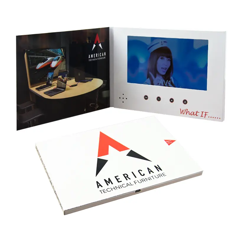 Fashion wholesale corporate promotional price lcd gift items display business greeting card video brochure 7 inch