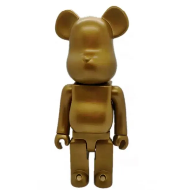 Figura de acción de ladrillos de oro, juguete de oso personalizado, bearbrick 400% 28cm