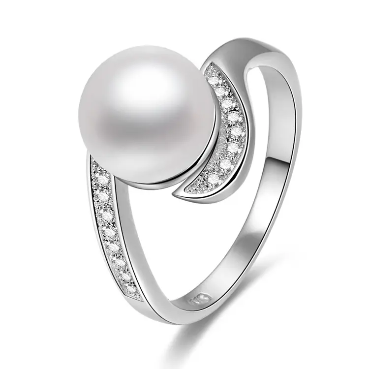 Witte Kwaliteit Zoetwater 925 Sterling Zilveren Gekweekte Parel Ring Voor Vrouwen