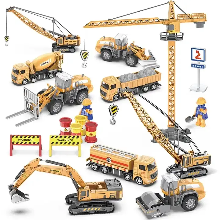 O presente do menino do modelo do caminhão da liga do brinquedo do miúdo da fricção do táxi do metal funde carros do brinquedo da escavadeira para crianças