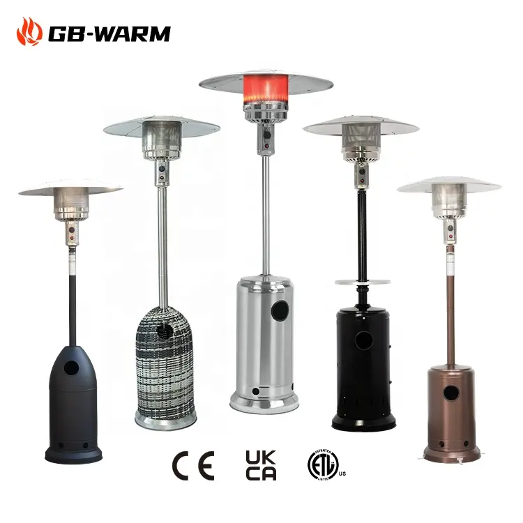 Chauffage de patio extérieur à flamme à gaz de type champignon debout de Chine, chauffage de jardin à gaz GPL avec chauffage à bas prix