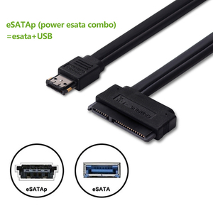 Lingable 0.5M Dual Power 12V 5V <strong>ESATA</strong> <strong>USB</strong> Cable ESATAp <strong>to</strong> SATA 7+15 22Pin Data Hard Disk Adapter Cord Line for 2.5&quot;SSD HDD - Product Image 6