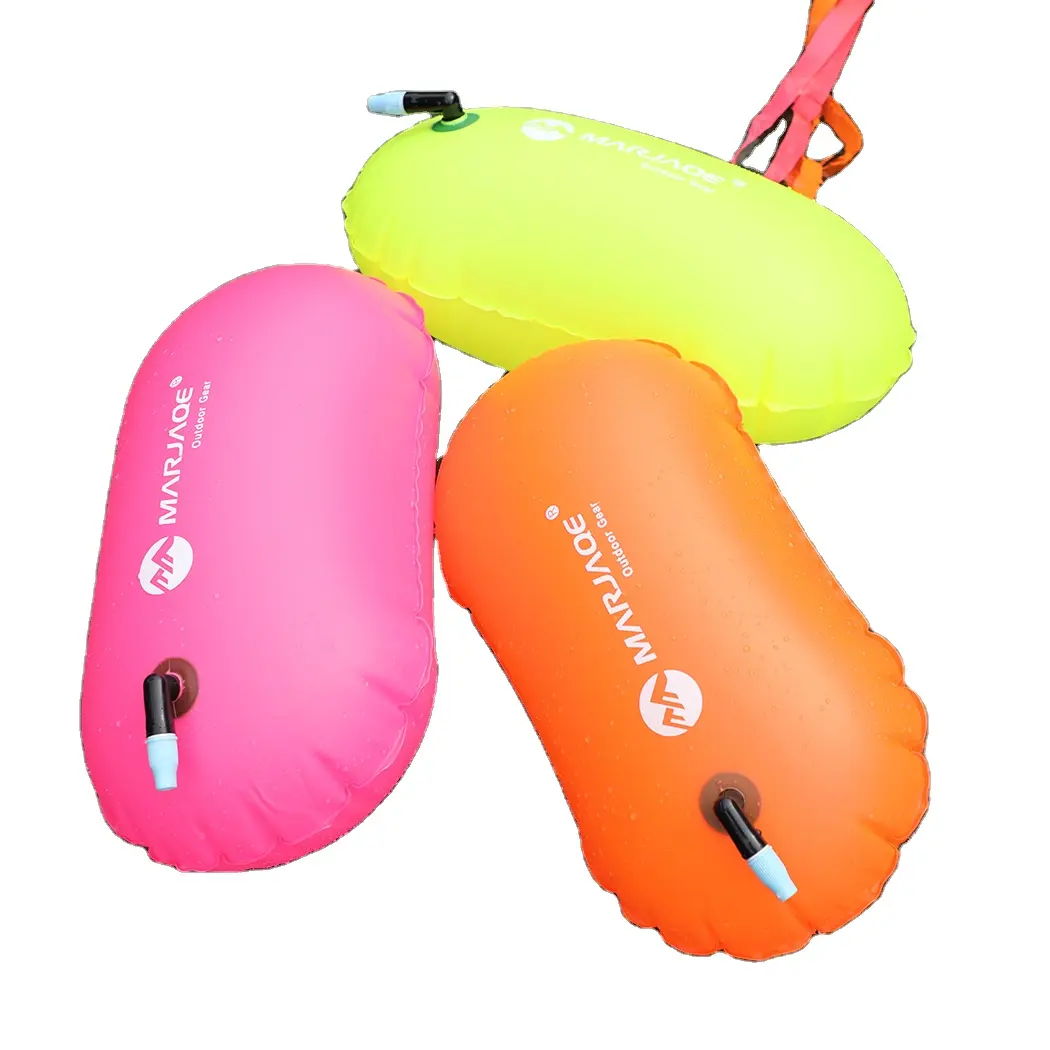 Bóia de natação em estoque float laranja de alta qualidade com airbag duplo de segurança bóia de corda