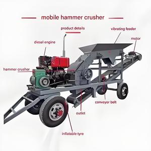 Taşınabilir PC 200*300 çekiç kırıcı anahtar Motor bileşeni ile yeni madencilik taş mobil dizel çekiç kırıcı çelik kırıcı