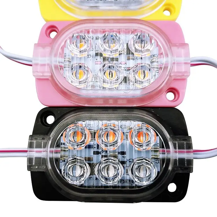 Luces de advertencia de carretera, módulo led de color amarillo, rojo, azul, RGB, 6538, 6led, 1,2 W, IP67, 24V, 12V, SMD 2835