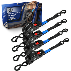 Một tay hoạt động 1 inch Chiều rộng tự động có thể thu vào Ratchet Dây đai với chống trượt xử lý cho Trailer an toàn - Product Image 1