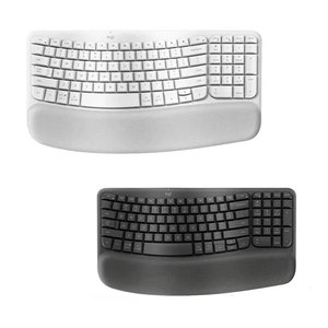 Para teclas de onda Logitech, teclado ergonómico, soporte de inclinación de 4 °, almohadilla suave, reposamanos, USB, conecta 3 dispositivos simultáneamente para escritorio U - Product Image 1
