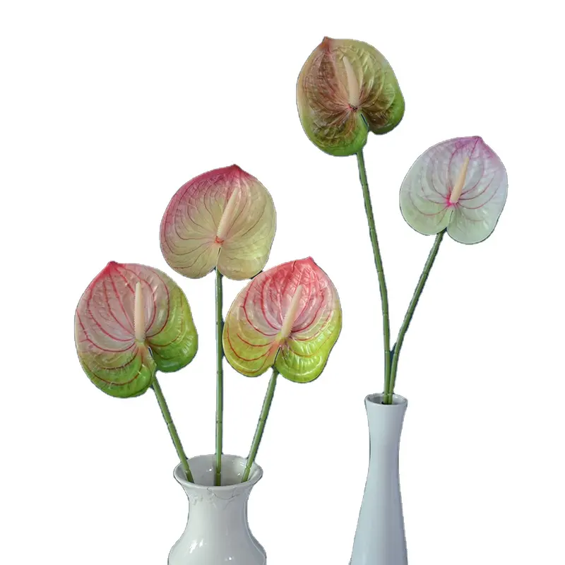 Alta Qualidade Flores Artificiais Stem Real Touch Anthurium Home Decoração Planta Anthurium Flores