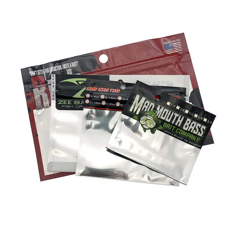 Impressão personalizada Folha De Alumínio Isca De Pesca De Plástico Reutilizável Zip Lock Bolsas Peixe Lure Zipper Bag