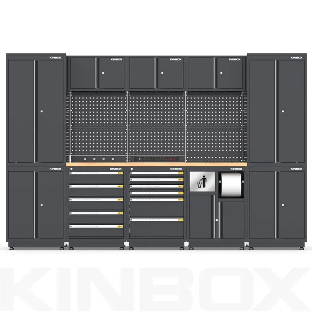 Kinbox 23 pz porta-attrezzi pesante Box Garage armadietto, panche da lavoro in metallo per spazi di lavoro industriali