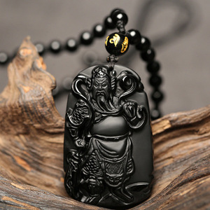 Wholesale Protection Black Thai Beads Antique <strong>Jade</strong> <strong>Big</strong> Buddha Glass Guan Yin Pendants Religious Jewelry Necklace - Product Image 2