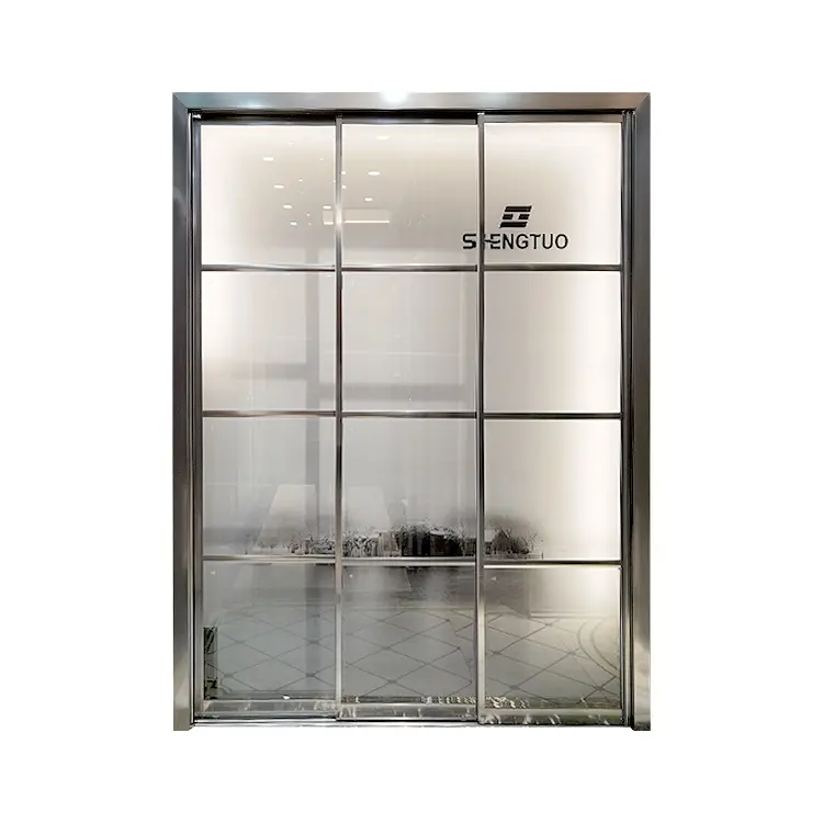 Porte coulissante de cuisine décorative, en aluminium, haut de gamme, étanche au son, en verre simple, vente en gros, chine