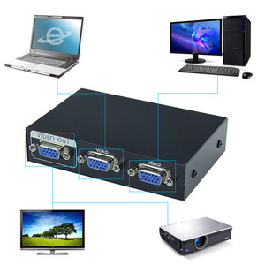 VGA Manual 200HZ 1920x1440 Switch Box Splitter 2 puertos Audio Video 1 en 2 Out Switcher Monitor para duplicación de pantalla de proyector