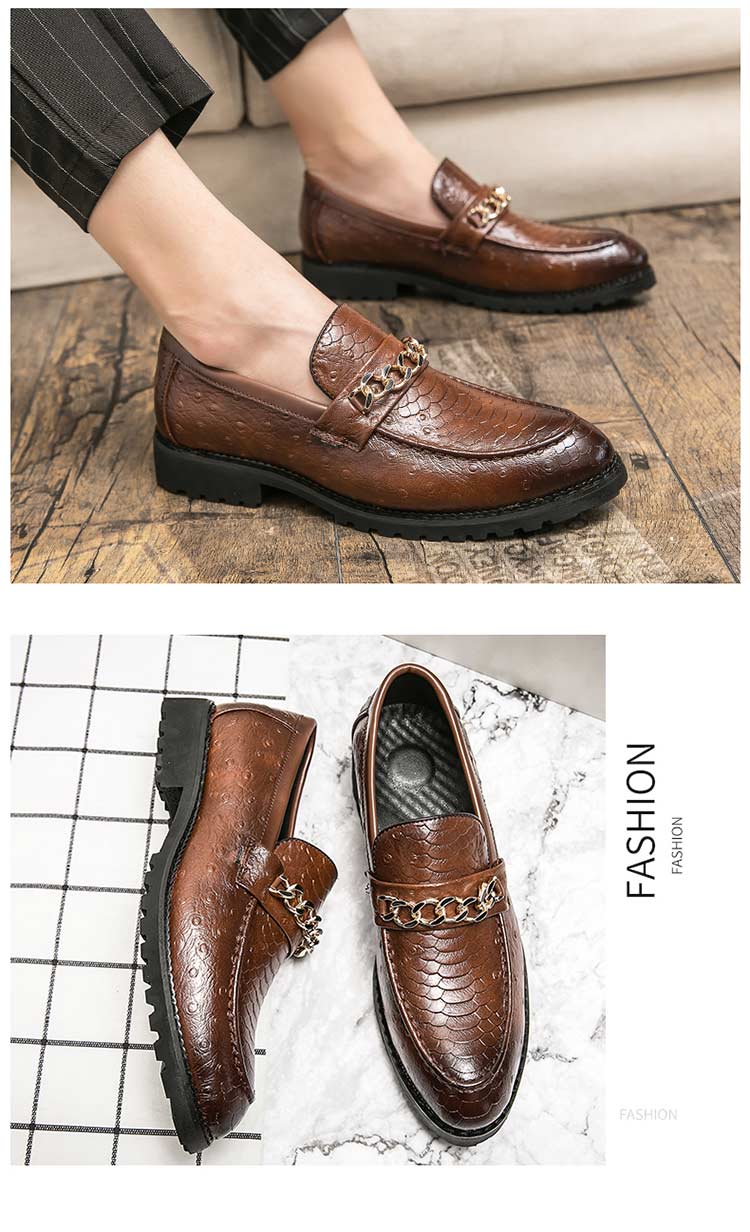 Genuine Moccasins Leather Stylish Casual Dress Formal Loafers Men Brown S219-3509 (STOCK ITEM) 15 PRISTINE