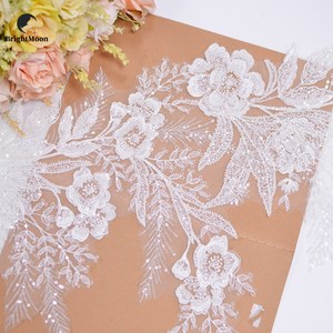 Bán buôn Chất lượng cao pháp Bridal Veil trắng hoa thêu ren <span class=keywords><strong>TRIM</strong></span> với tulle Net pha lê Sequins thêu - Product Image 3