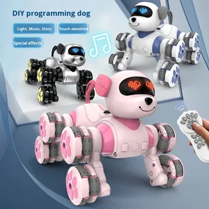 Özelleştirilmiş dil sekiz tekerlekli dublör Robot köpek yeni akıllı çift kontrol elektronik Pet oyuncak ses programlama için uzaktan kumanda