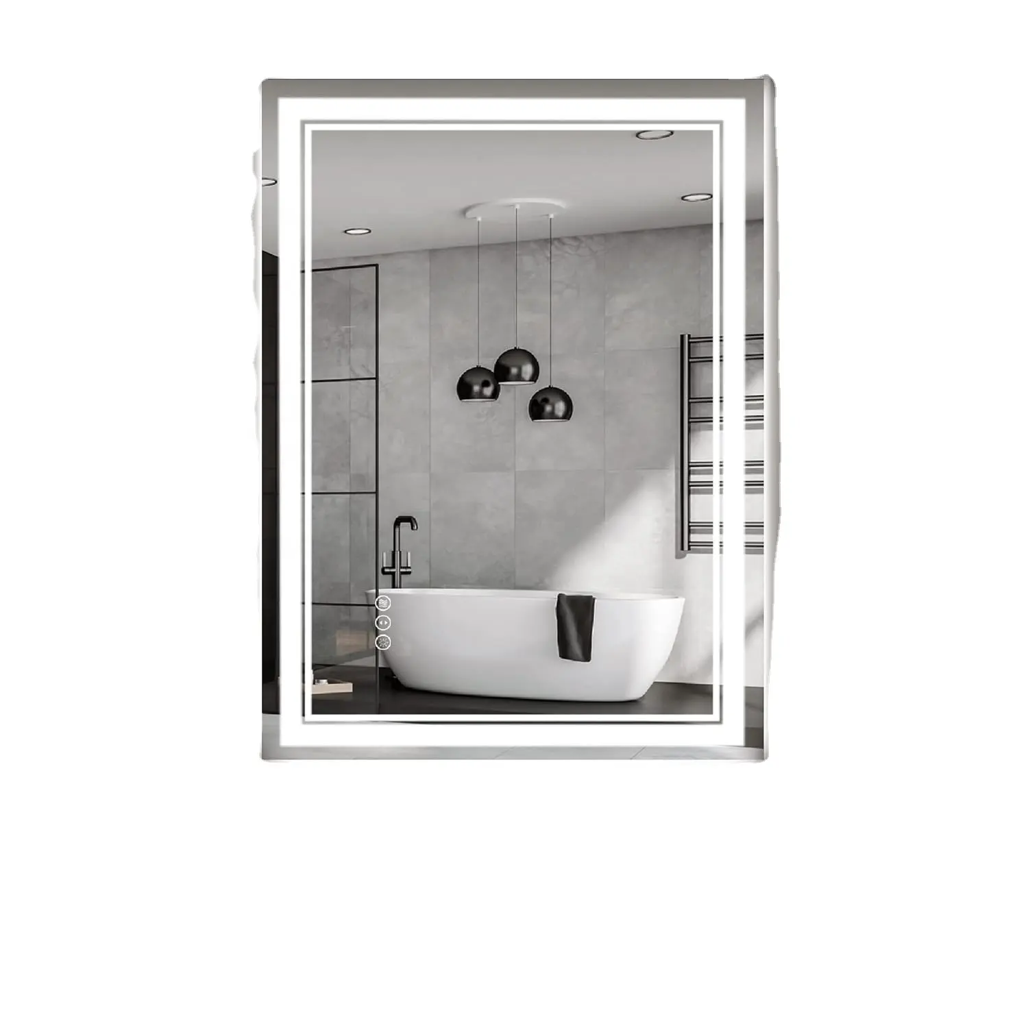 Specchio da bagno con luci retroilluminate 36x36 + specchio da bagno con illuminazione anteriore Anti-appannamento per bagno a tre colori smart specchio