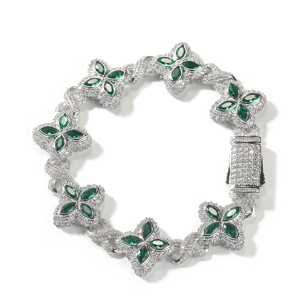 Silver with green