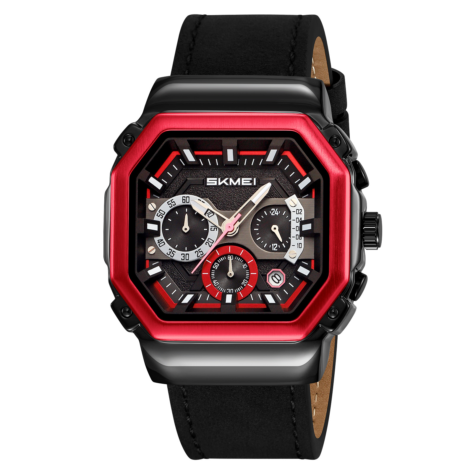 Black/Red-Leather