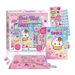 Kızlar çocuklar için kilit ile özel sevimli gizli günlüğü Set dergisi okul yazma ve çizim için seyahat not defteri hediye seti - Product Image 6