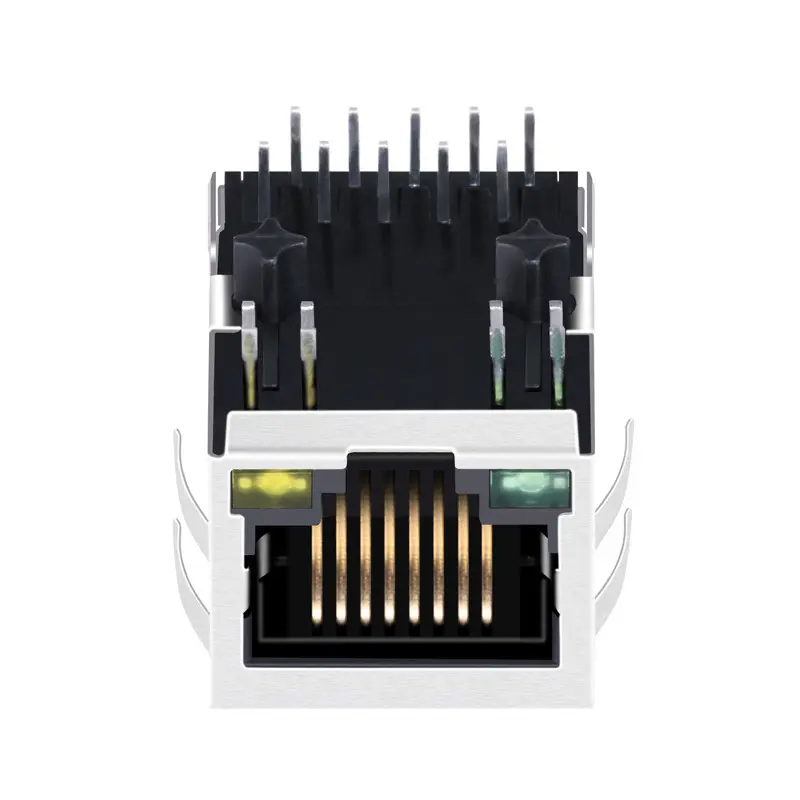 Jack Ethernet Cat5e Terlindung Sudut Kanan Port Rj-45 Kucing 6 Lan Magjack Rj 45 Soket Jaringan Konektor Rj45