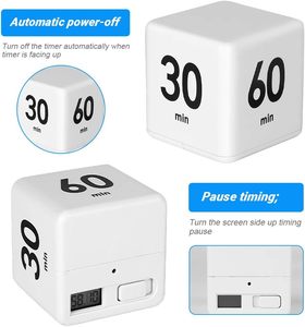Küchen timer Kids Timer Cube Timer 15, 20,30 und 60 Minuten für Time Management (weiß) Workout Timer mit angepasster Lautstärke